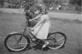 Still learning to drive. Must be a slow learner! Note kickstand is DOWN! 25 AUG 1953